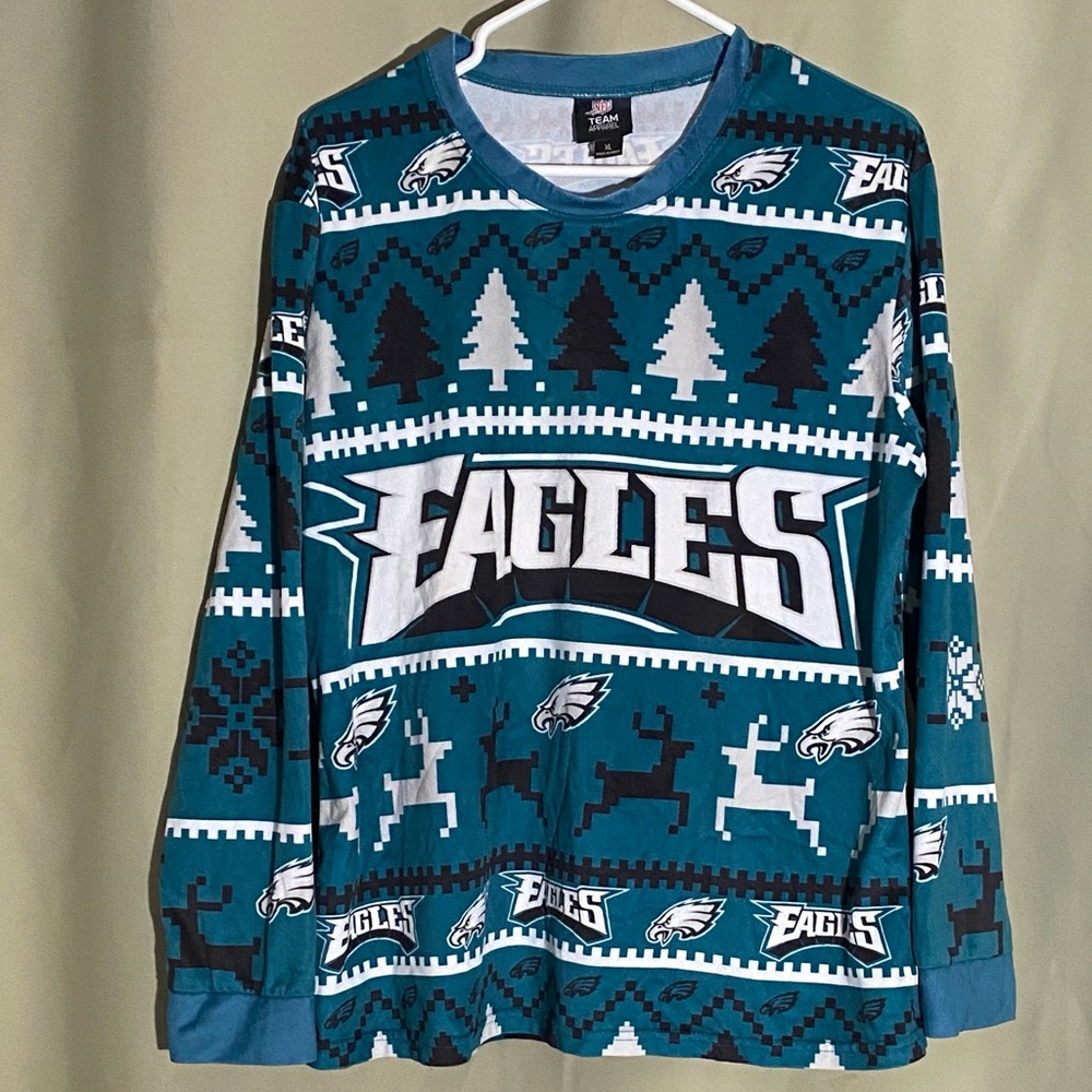 Eagles Long Sleeve Pajama Top Teal NFL Team Apparel Fleece Eagles  Men’s XL